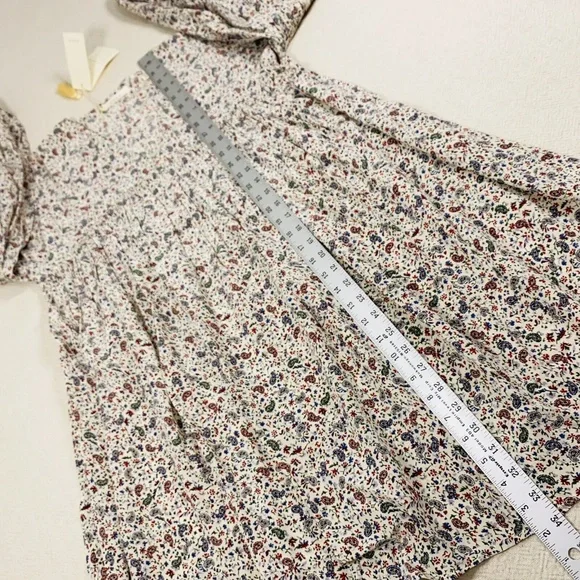 NWT DOEN sz M Pietra Silk Dress Cream Saint Claude Paisley Balloon Sleeve V-neck